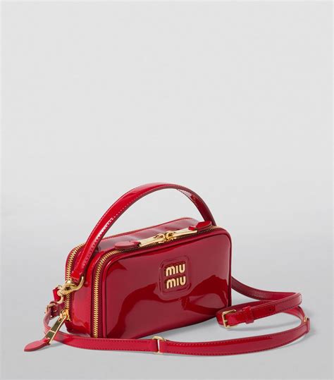 Red Leather And Patent Leather Shoulder Bag 